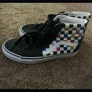 Vans size 8 glitter checkerboard shoes